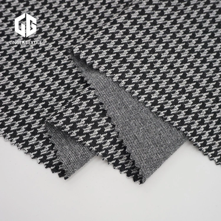 Cotton Nylon Polyester Houndstooth Jacquard Fabric for Knit Clothes