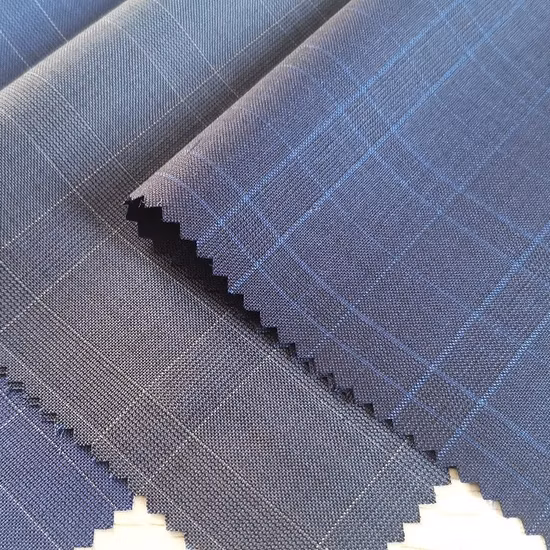 Tissu de costume en laine peignée en tweed à carreaux de haute qualité pour manteaux, costumes et uniformes
